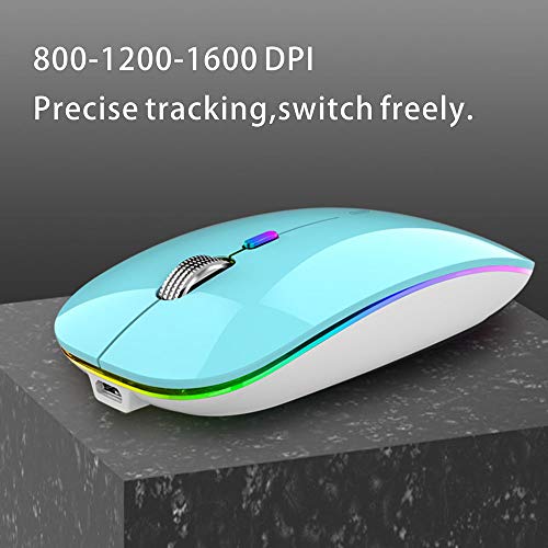 Uiosmuph Bluetooth Maus Kabellose, LED Funkmaus wiederaufladbar Leise Wireless Mouse 2.4GHz Kabellos Optische Maus mit USB Nano Empfänger für PC/Tablet/Laptop Computer (Blau) Bild 6