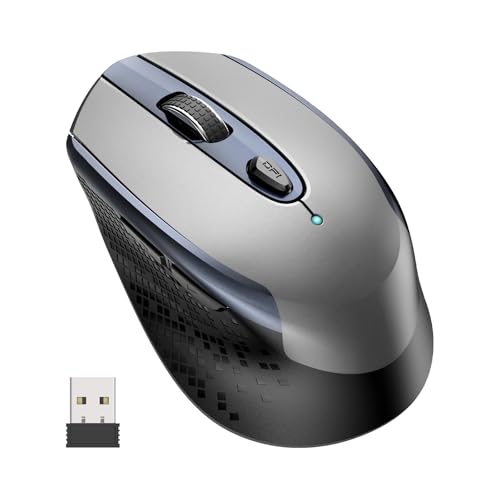 cimetech Maus Kabellos Ergonomisch, 2.4G 1600 DPI Kabellos 6 Tasten Anpassbare Seitentasten, 3 DPI-Pegel Einstellbar für PC Laptop iMac MacBook Microsoft Pro, Office Home, Grau Bild 1