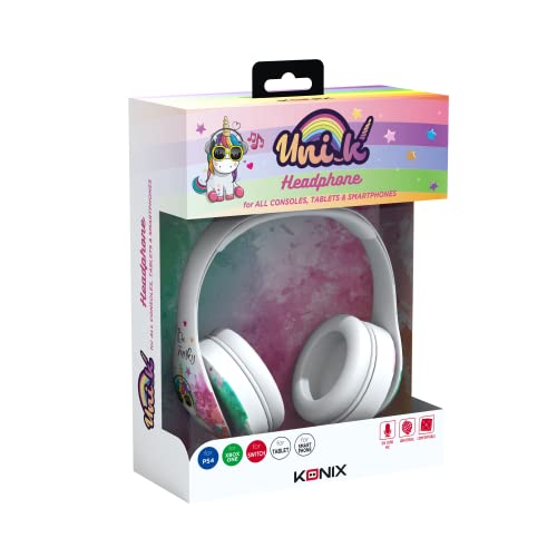 Konix Unik Gaming-Headset für PS4, PS5, Switch, Xbox - Integriertes Mikrofon - 1,2 m-Kabel - 3,5 mm Klinkenstecker - Be Funky - Motiv Einhorn Bild 5