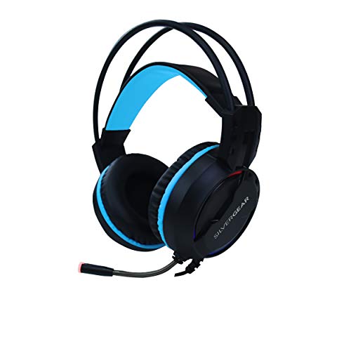 Silvergear Gaming Headset, Gaming Kopfhörer mit Mikrofon, Surround-Sound, Gaming Headset PS4, PC, Xbox One, RGB LED Licht inklusive Audio Adapter – Schwarz, Blau Bild 1