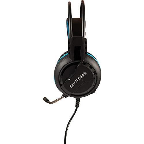 Silvergear Gaming Headset, Gaming Kopfhörer mit Mikrofon, Surround-Sound, Gaming Headset PS4, PC, Xbox One, RGB LED Licht inklusive Audio Adapter – Schwarz, Blau Bild 5