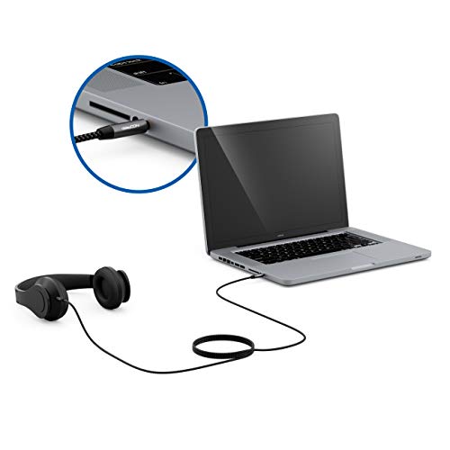 deleyCON 0,5m Nylon 3,5mm Klinke Audio Stereo AUX Kabel Klinkenkabel Audiokabel Nylonkabel Metallstecker Handy Smartphone Tablet Kopfhörer HiFi Receiver - Schwarz Bild 5