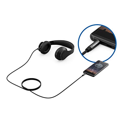 deleyCON 0,5m Nylon 3,5mm Klinke Audio Stereo AUX Kabel Klinkenkabel Audiokabel Nylonkabel Metallstecker Handy Smartphone Tablet Kopfhörer HiFi Receiver - Schwarz Bild 6