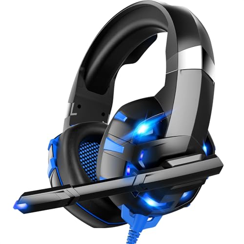 Strex Gaming-Headset mit Mikrofon Blau – Kompatibel mit PC | PS4 | PS5 | Xbox One | Xbox Series Bild 1