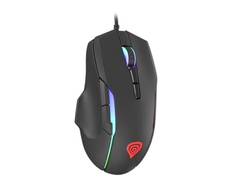 Genesis Xenon 220 G2 Gaming Maus kabelgebunden, leise Klicks, optischer Sensor bis 12800 DPI, RGB-Beleuchtung, 7 programmierbare Tasten, 1000 Hz, Makro-Funktion, Onboard-Speicher, PTFE-Gleiter, USB Bild 1