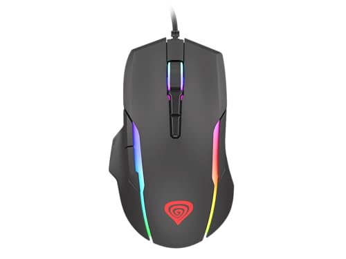 Genesis Xenon 220 G2 Gaming Maus kabelgebunden, leise Klicks, optischer Sensor bis 12800 DPI, RGB-Beleuchtung, 7 programmierbare Tasten, 1000 Hz, Makro-Funktion, Onboard-Speicher, PTFE-Gleiter, USB Bild 2