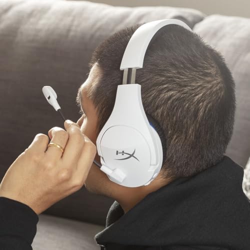 HyperX Cloud Stinger Core, Kabelloses Gaming-Headset, 2,4-GHz, kompatibel mit PS5, PS4 und PC, leicht, robuste Stahlschieber, Mikrofon mit Geräuschunterdrückung, integrierte Audiosteuerung, Weiß Bild 4