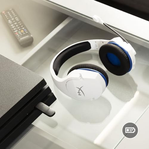 HyperX Cloud Stinger Core, Kabelloses Gaming-Headset, 2,4-GHz, kompatibel mit PS5, PS4 und PC, leicht, robuste Stahlschieber, Mikrofon mit Geräuschunterdrückung, integrierte Audiosteuerung, Weiß Bild 6