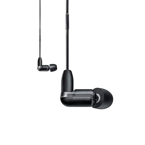 Shure AONIC 3 verdrahtete Sound isolierende Ohrhörer, Einzelfahrer mit Bassport, In -Ear -Passform, abnehmbares Kabel, kompatibel mit Apple & Android -Geräten - Schwarz Bild 1