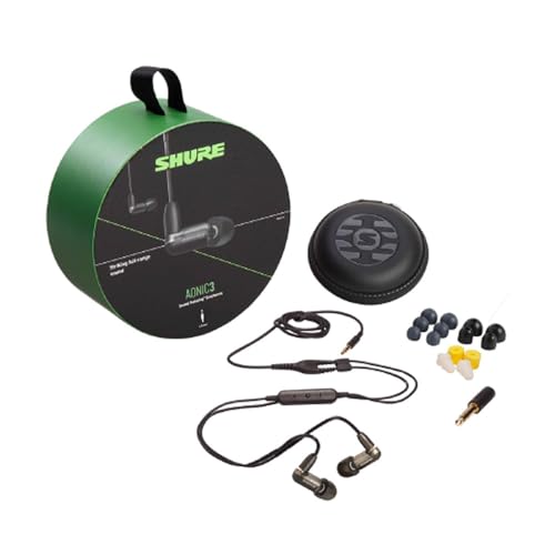 Shure AONIC 3 verdrahtete Sound isolierende Ohrhörer, Einzelfahrer mit Bassport, In -Ear -Passform, abnehmbares Kabel, kompatibel mit Apple & Android -Geräten - Schwarz Bild 2