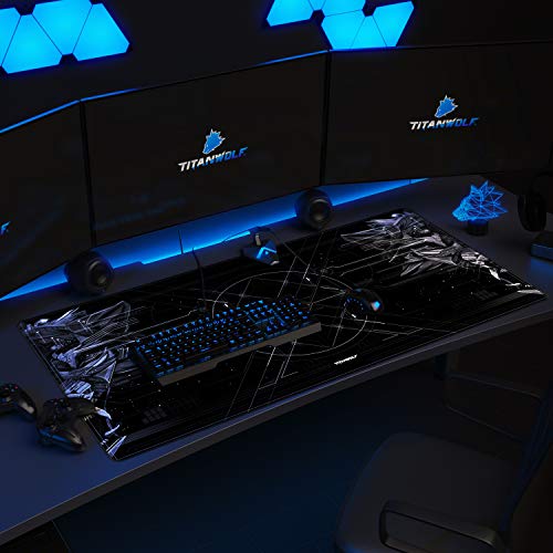 CSL - Übergröße Mauspad Gaming Titanwolf 1200x600mm - XXXL Mousepad groß mit Motiv - Tischunterlage Large Size - verbessert Präzision und Geschwindigkeit - XXL - für Logitech Maus und Tastatur Bild 6