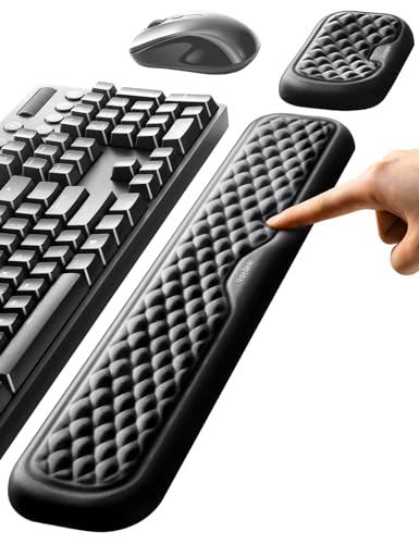 Vaydeer Handballenauflage für Tastatur und Maus, Wrist Rest, Ergonomisches Memory-Foam-Handgelenkstützen-Set für Büro und Spiele - Schwarz. Bild 1