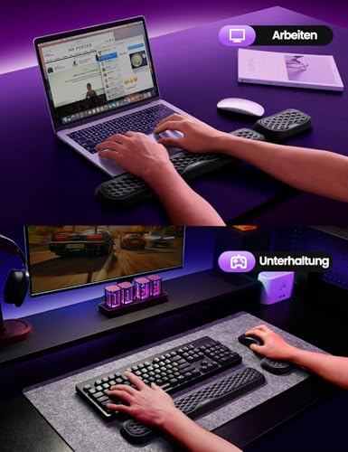 Vaydeer Handballenauflage für Tastatur und Maus, Wrist Rest, Ergonomisches Memory-Foam-Handgelenkstützen-Set für Büro und Spiele - Schwarz. Bild 6