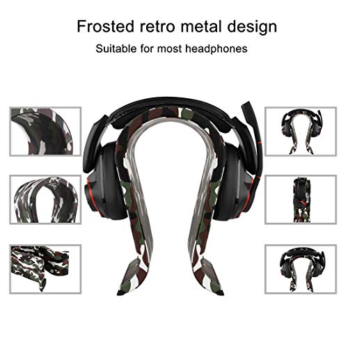 GEEKRIA Camo Gaming-Headset-Ständer, Veganer Ledersockel aus Holz, Omega-Kopfhörerhalter für den Schreibtisch, Display-Rack für Over-Ear, kompatibel mit JBL, HyperX, Razer, Turtle Beach, Sony PS5 Bild 2