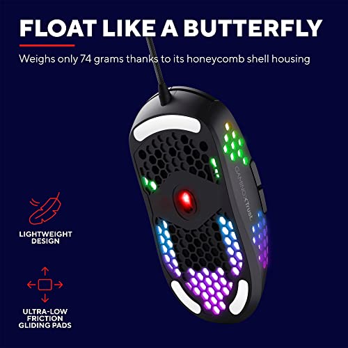 Trust Gaming GXT 960 Graphin Leichte RGB Gaming Maus, 74 g, 200-10.000 DPI, Einstellbare Pollrate bis zu 1000 Hz, 6 Programmierbare Tasten, PC-Maus für Laptop, Computer, Windows - Schwarz Bild 2
