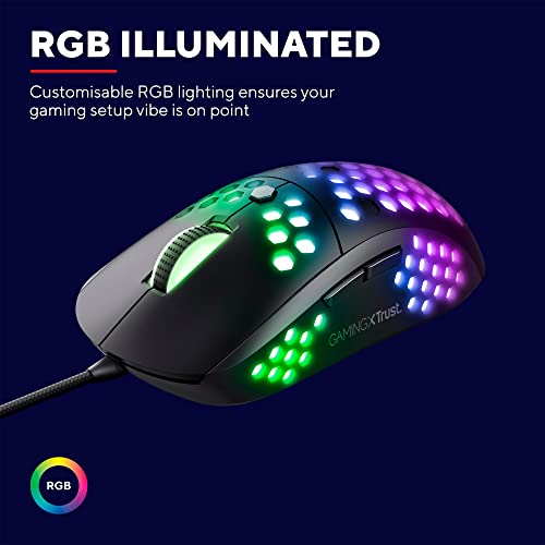 Trust Gaming GXT 960 Graphin Leichte RGB Gaming Maus, 74 g, 200-10.000 DPI, Einstellbare Pollrate bis zu 1000 Hz, 6 Programmierbare Tasten, PC-Maus für Laptop, Computer, Windows - Schwarz Bild 3