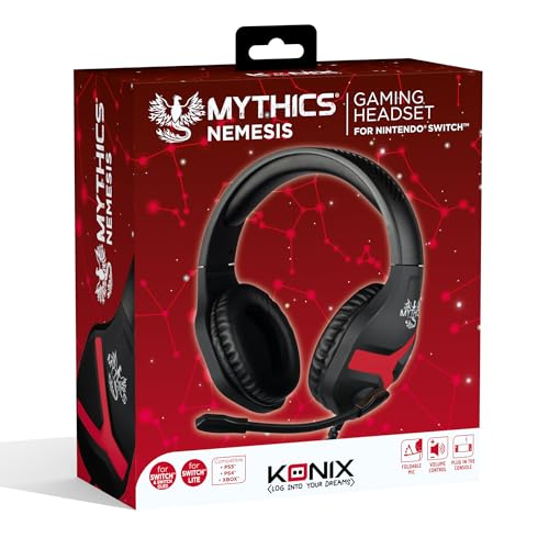 Konix Mythics Nemesis Kabelgebundenes Gaming Headset für Nintendo Switch - 45° Mikrofon - 1,5 m Kabel - 3,5 mm Klinkenstecker - Schwarz und Rot Bild 4