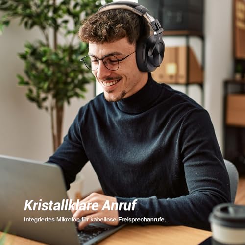OneOdio Bluetooth Kopfhörer Over Ear, 72 Stdn HiFi Stereo Kopfhörer Kabellos, Wireless Headphones mit 6.35mm & 3.5mm Klinke für Studio DJ Handy PC AMP - Gold Bild 6