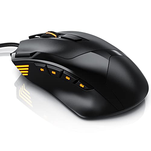 CSL - 4800 DPI Gaming Maus mit RGB Beleuchtung – optische Computermaus - 9 Tasten – 600-4800 DPI – 7 Farben – LED Farbwechsel – Huano Tasten – Makroprogrammierung – mit Software Treiber-CD – schwarz Bild 1