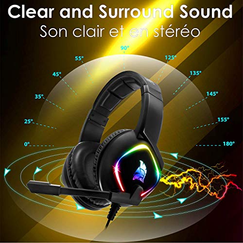 EMPIRE GAMING - Gaming Headset Dark Rainbow G-HD10 -Kompatibel PS4/PS5/Xbox Series/Smartphones/Tablets/PC/MAC Plattformübergreifend -High-Definition-Stereo-Omnidirektionales Mikrofon Bild 2