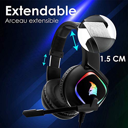EMPIRE GAMING - Gaming Headset Dark Rainbow G-HD10 -Kompatibel PS4/PS5/Xbox Series/Smartphones/Tablets/PC/MAC Plattformübergreifend -High-Definition-Stereo-Omnidirektionales Mikrofon Bild 6