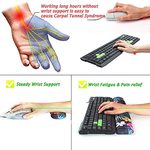 BRILA Handgelenkauflage aus Memory-Schaum für Maus und Tastatur, Kissen-Set für Computer, Laptop, Büroarbeit, PC-Gaming – Massagelöcher-Design – einfaches Tippen Handgelenkschmerzlinderung Bild 5
