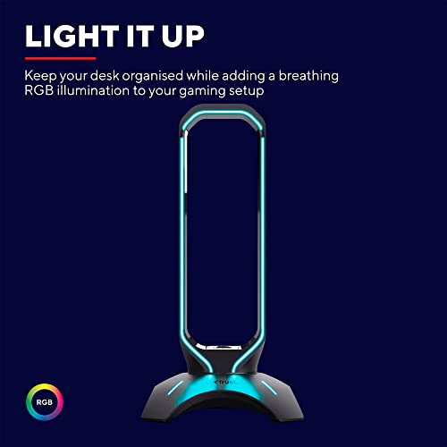 GXTrust Trust Gaming GXT 265 Cintar RGB Headset Halterung, Kopfhörer Ständer, 2 USB-Anschlüsse, Passend für Alle Headsets, Kopfhörer Halter mit LED-beleuchtete Ränder - Schwarz Bild 3