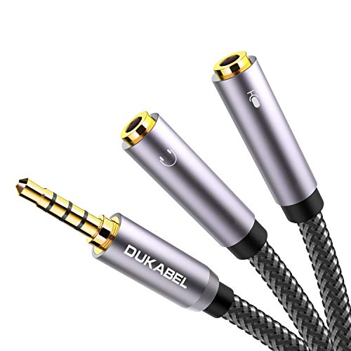 DuKabel Audio Klinken Y Kabel Kopfhörer Splitter Adapter (3.5mm CTIA Standard Klinkenstecker auf 2X 3,5mm TRS Buchse) für Gaming Headset, Xbox One, PS4, Smartphones und Laptop - Top Series 1,2m Bild 1