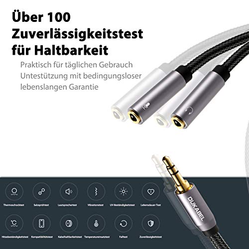 DuKabel Audio Klinken Y Kabel Kopfhörer Splitter Adapter (3.5mm CTIA Standard Klinkenstecker auf 2X 3,5mm TRS Buchse) für Gaming Headset, Xbox One, PS4, Smartphones und Laptop - Top Series 1,2m Bild 3