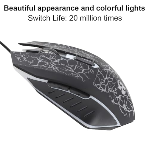 Dpofirs A70 Professional Wired Gaming Mouse, Universelle Optische USB Gaming Maus mit Bunt Atmendem LED Licht, Ergonomische 6 Tasten Maus, DPI 800 2000 Einstellbar, PC Maus(schwarz) Bild 3