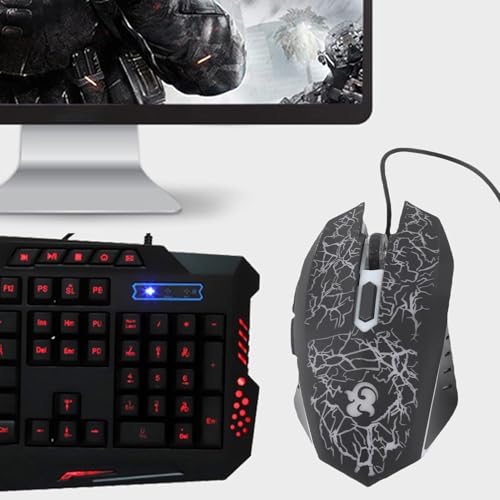 Dpofirs A70 Professional Wired Gaming Mouse, Universelle Optische USB Gaming Maus mit Bunt Atmendem LED Licht, Ergonomische 6 Tasten Maus, DPI 800 2000 Einstellbar, PC Maus(schwarz) Bild 6