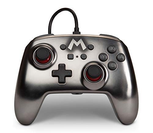 Verbesserter Kabelgebundener PowerA Controller für Nintendo Switch – Mario Silver, Gamepad, Game-Controller, Kabelgebundener Controller, Offiziell Lizenziert Bild 1