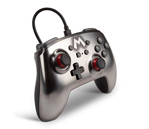 Verbesserter Kabelgebundener PowerA Controller für Nintendo Switch – Mario Silver, Gamepad, Game-Controller, Kabelgebundener Controller, Offiziell Lizenziert Bild 5