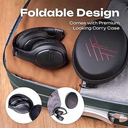 PowerLocus P19 Bluetooth Over Ear Kopfhörer, Kabellose Kopfhörer mit Mikrofon, 70std. Spielzeit, Hi-Fi Tiefe Bässe, Faltbar Headset für iPad/Handys/Laptops/PC (Schwarz/Grau) Bild 6