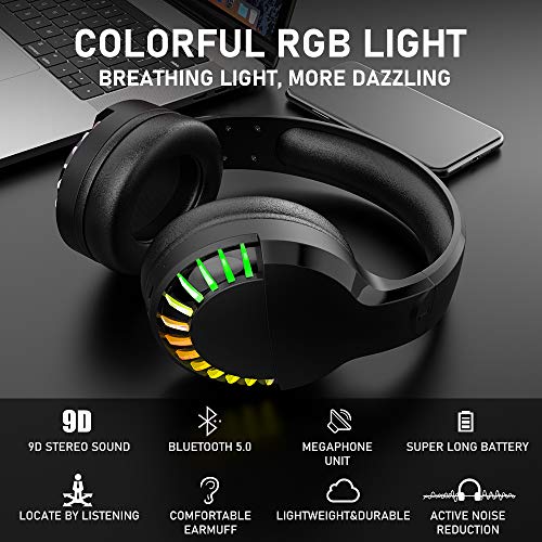 Kabellose Gaming-Tastatur & Maus & Headset Set,4 in 1,16 RGB Hintergrundbeleuchtung wiederaufladbare Tastatur mit Handballenauflage,7 Gaming-Maus mit Hintergrundbeleuchtung & RGB Bluetooth-Kopfhörer Bild 2
