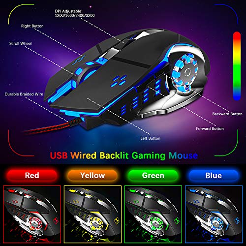 Kabellose Gaming-Tastatur & Maus & Headset Set,4 in 1,16 RGB Hintergrundbeleuchtung wiederaufladbare Tastatur mit Handballenauflage,7 Gaming-Maus mit Hintergrundbeleuchtung & RGB Bluetooth-Kopfhörer Bild 5