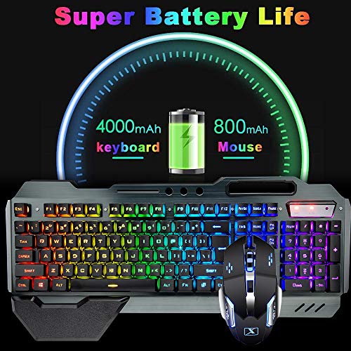 Kabellose Gaming-Tastatur & Maus & Headset Set,4 in 1,16 RGB Hintergrundbeleuchtung wiederaufladbare Tastatur mit Handballenauflage,7 Gaming-Maus mit Hintergrundbeleuchtung & RGB Bluetooth-Kopfhörer Bild 6
