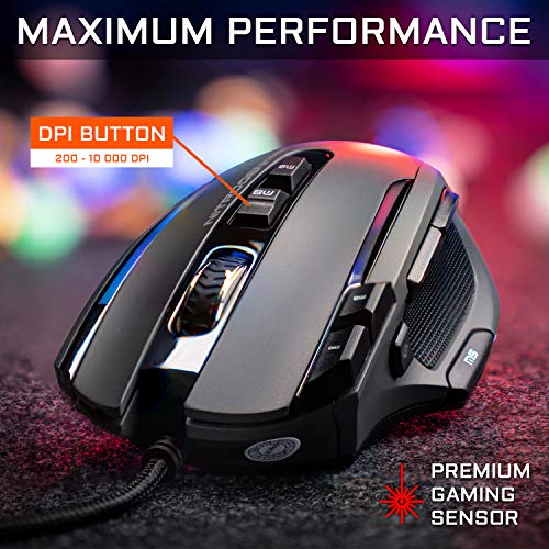 THE G-LAB Kult NITROGEN CORE Hochleistungs-Kabel-Gaming-Maus - Avago 10.000 DPI-Optischsensor, RGB, Anpassbares Gewicht, 11 Extrem Programmierbare Tasten, Ultraleicht – Kompatibel mit PC/PS5/Xbox One Bild 2