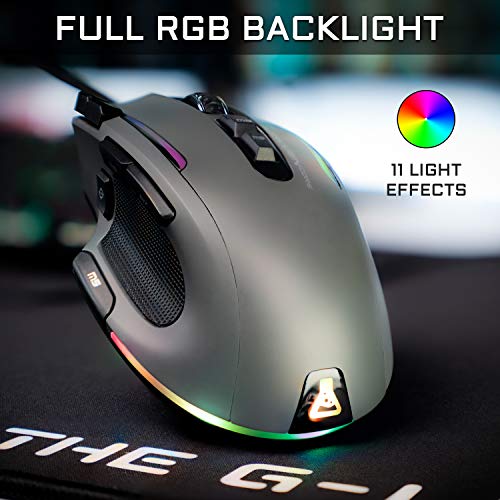 THE G-LAB Kult NITROGEN CORE Hochleistungs-Kabel-Gaming-Maus - Avago 10.000 DPI-Optischsensor, RGB, Anpassbares Gewicht, 11 Extrem Programmierbare Tasten, Ultraleicht – Kompatibel mit PC/PS5/Xbox One Bild 3