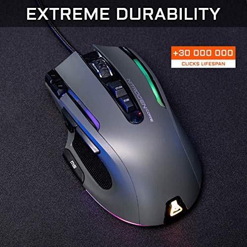 THE G-LAB Kult NITROGEN CORE Hochleistungs-Kabel-Gaming-Maus - Avago 10.000 DPI-Optischsensor, RGB, Anpassbares Gewicht, 11 Extrem Programmierbare Tasten, Ultraleicht – Kompatibel mit PC/PS5/Xbox One Bild 5