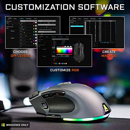 THE G-LAB Kult NITROGEN CORE Hochleistungs-Kabel-Gaming-Maus - Avago 10.000 DPI-Optischsensor, RGB, Anpassbares Gewicht, 11 Extrem Programmierbare Tasten, Ultraleicht – Kompatibel mit PC/PS5/Xbox One Bild 6
