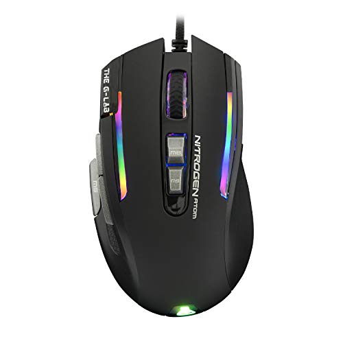 THE G-LAB Kult Nitrogen Atom Hochpräzise kabelgebundene Gaming-Maus - Optischer 4800 DPI Sensor, RGB, 9 Programmierbare Tasten, Ultraleicht, Perfekt für MOBA/FPS – Kompatibel mit PC/PS4/Xbox One Bild 1