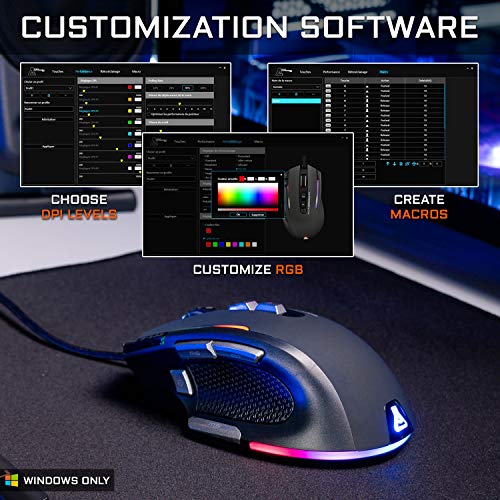 THE G-LAB Kult Nitrogen Atom Hochpräzise kabelgebundene Gaming-Maus - Optischer 4800 DPI Sensor, RGB, 9 Programmierbare Tasten, Ultraleicht, Perfekt für MOBA/FPS – Kompatibel mit PC/PS4/Xbox One Bild 6