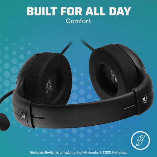 PDP Gaming LVL40 Stereo Kopfhörer mit Mic für Nintendo Switch - PC, iPad, Mac, Laptop Compatible - Geräuschunterdrückung Mikrofon, Lightweight, Soft Comfürt On Ear Headphones, 3.5mm jack - schwarz Bild 3