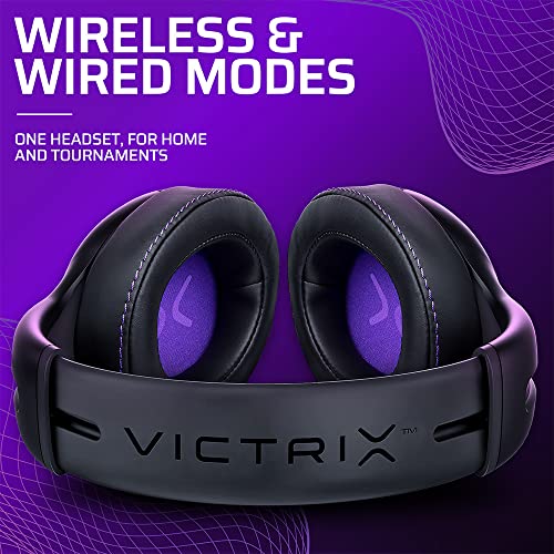 Victrix Gambit Schwarz drahtlos and verkabelt Gaming Kopfhörer mit Mic - PlayStation PS4, PS5 - Esports-Ready Pro Audio, Noise Cancelling Microphone, Ultra-Komfort Over the Ear Kopfhörer Bild 2