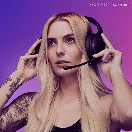 Victrix Gambit Schwarz drahtlos and verkabelt Gaming Kopfhörer mit Mic - PlayStation PS4, PS5 - Esports-Ready Pro Audio, Noise Cancelling Microphone, Ultra-Komfort Over the Ear Kopfhörer Bild 3