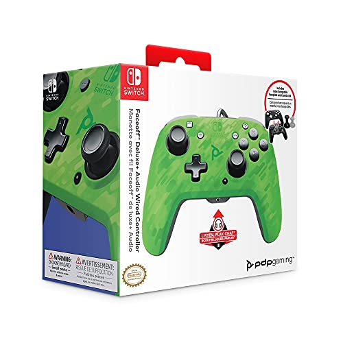 PDP Gaming Faceoff Deluxe+ verkabelt Switch Pro Controller - Grün Camo - Offiziell Lizenziert durch Nintendo - Customizable buttons and paddles - Ergonomic Controllers Bild 2