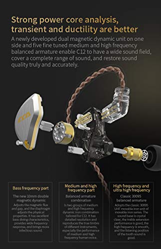 CCA C12 5BA 1DD Stereo Bass Kopfhörer In Ear Kopfhörer mit Kabel Noise Cancelling Sport Earbuds Headset für Musiker Audiophile Sänger DJ Bild 3