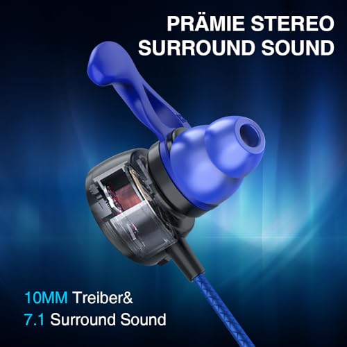 BENGOO G16 Gaming-Ohrstöpsel Mit Dual-Mikrofon, Stummschalt- und Lautstärkeregler - In-Ear Headset für PC, Handy, PS4, 5, PlayStation, 3.5-mm-Klinkenstecker Bild 3