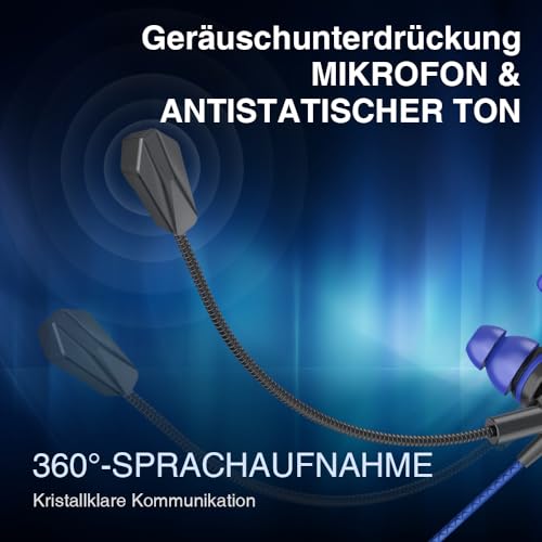 BENGOO G16 Gaming-Ohrstöpsel Mit Dual-Mikrofon, Stummschalt- und Lautstärkeregler - In-Ear Headset für PC, Handy, PS4, 5, PlayStation, 3.5-mm-Klinkenstecker Bild 4